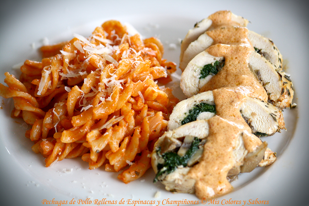 Pechugas de Pollo Rellenas de Espinacas y Champiñones