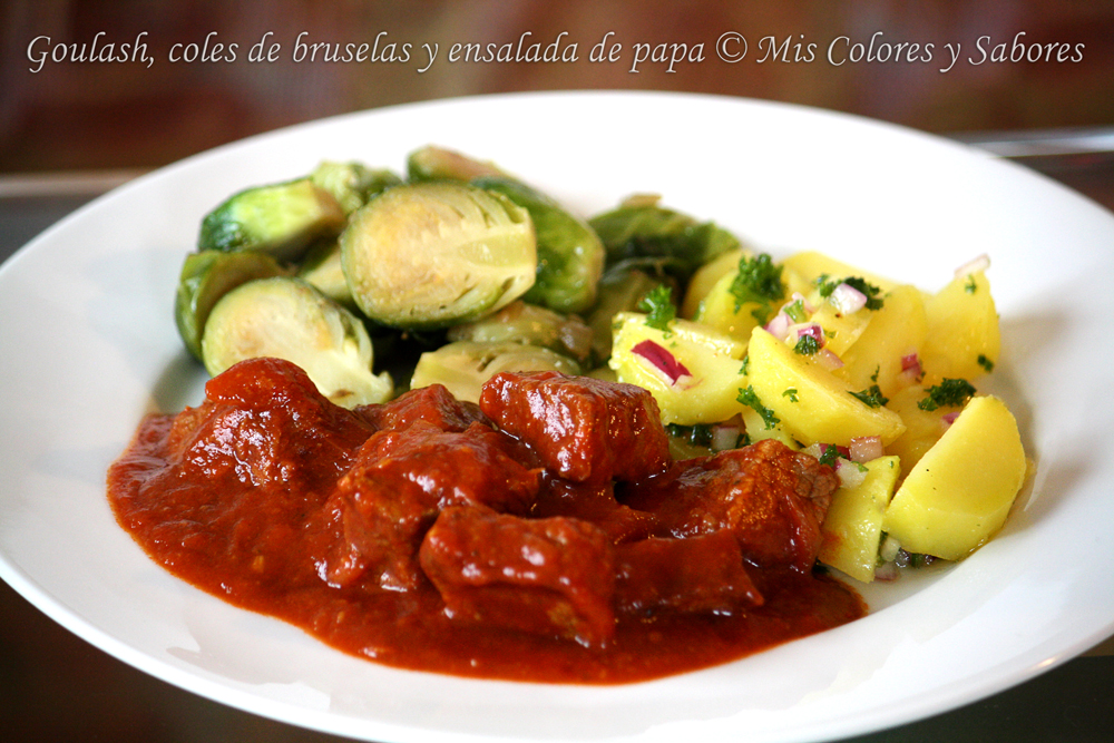 Goulash, Coles de Bruselas y Ensalada de Papas